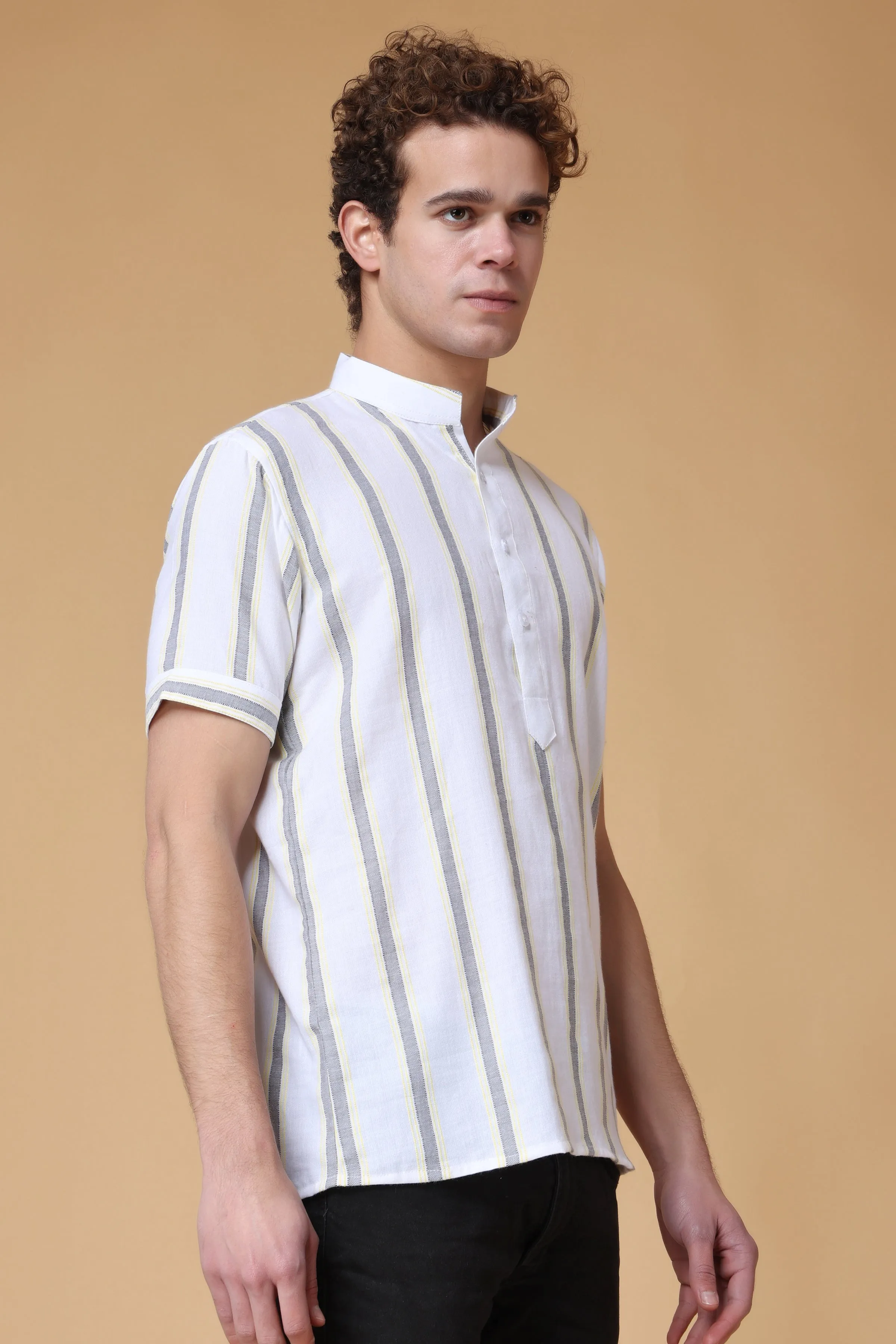 Neutral Symphony Striped Kurta