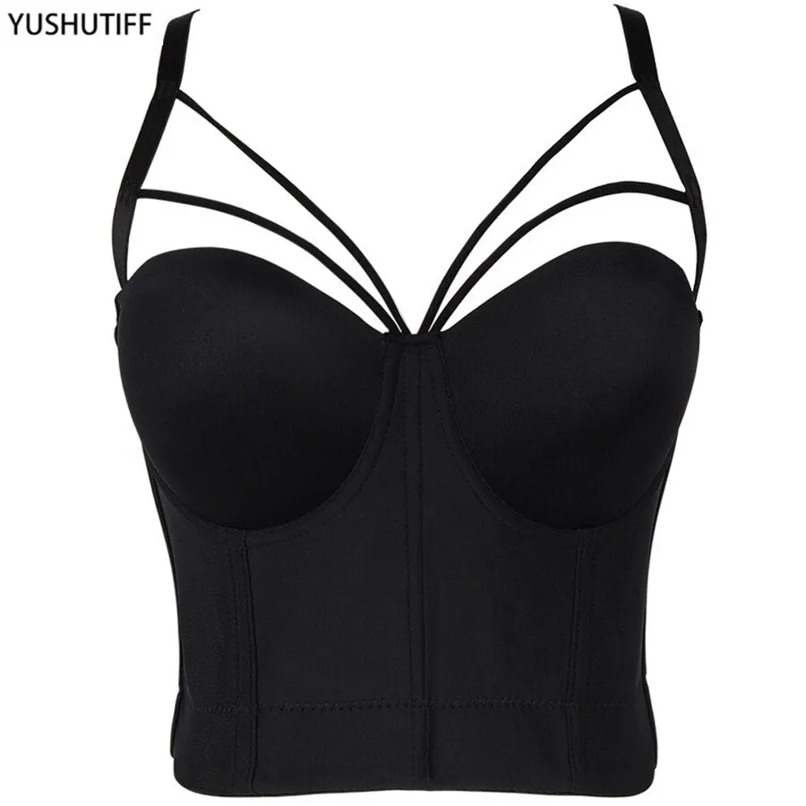 New Bodice Summer Top Sleeveless Short Sexy Female  Push Up Crop Top Women Harajuku Off Shoulder Solid Camis With Built In Bra