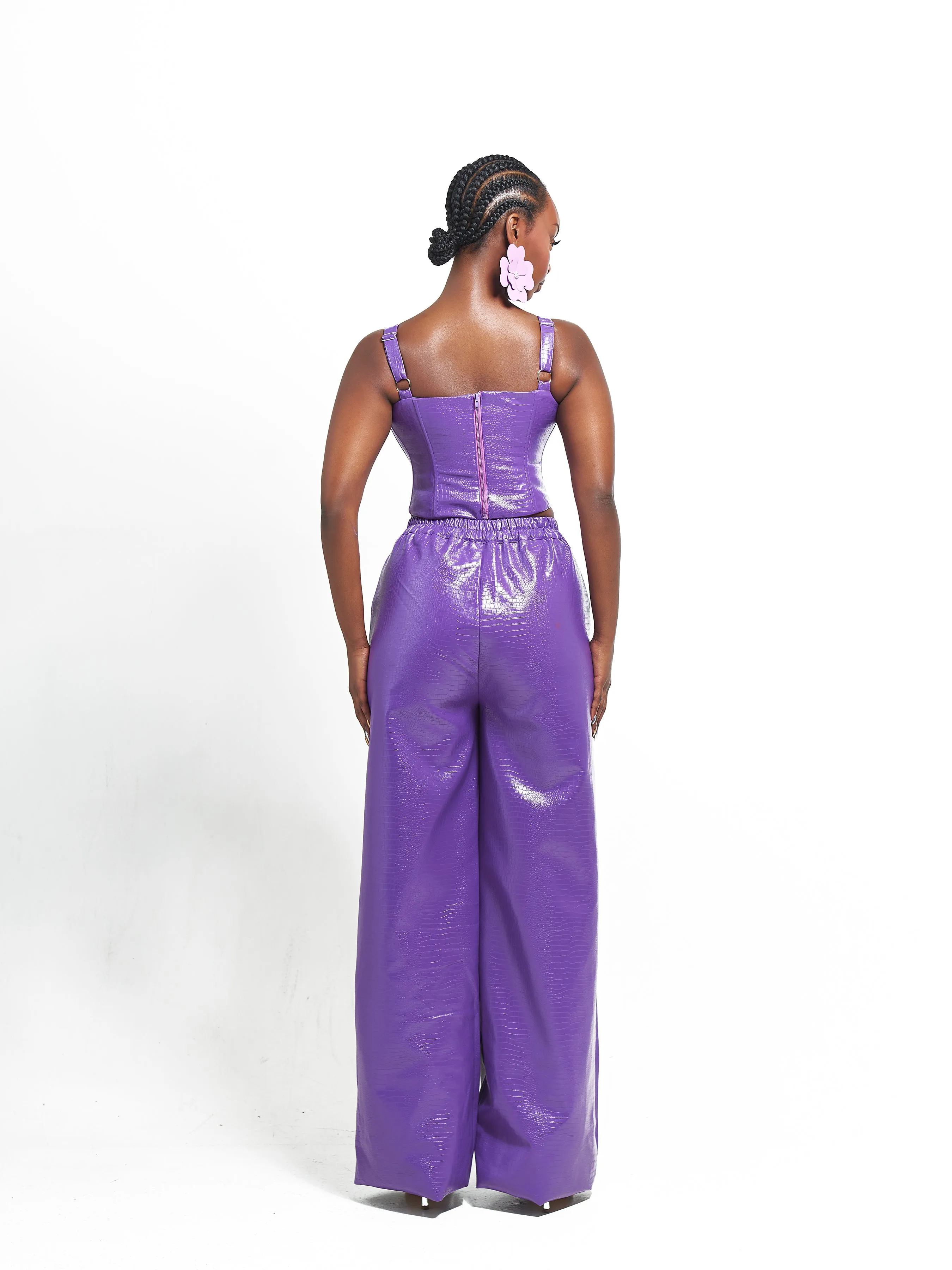 ONO Faux Leather Corset Top  in Purple