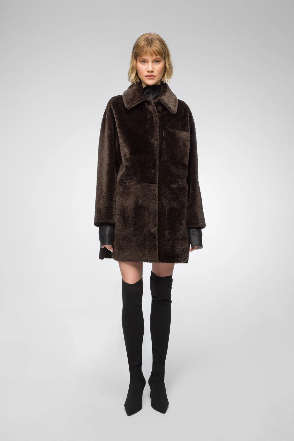 Oriana - Brown Bitter Shearling Coat