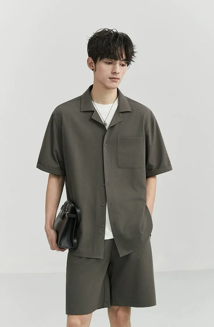 Oversized Camp-Collar Short Sleeve Button-Up Shirt