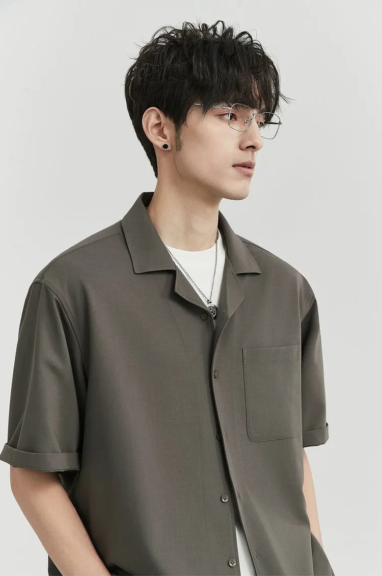 Oversized Camp-Collar Short Sleeve Button-Up Shirt