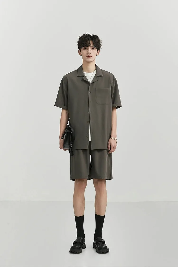 Oversized Camp-Collar Short Sleeve Button-Up Shirt