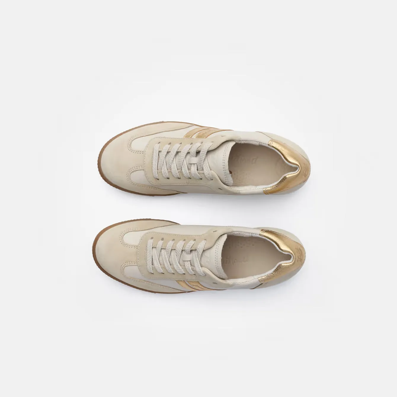 Paul Green Supersoft Beige Metallic Strip Trainers