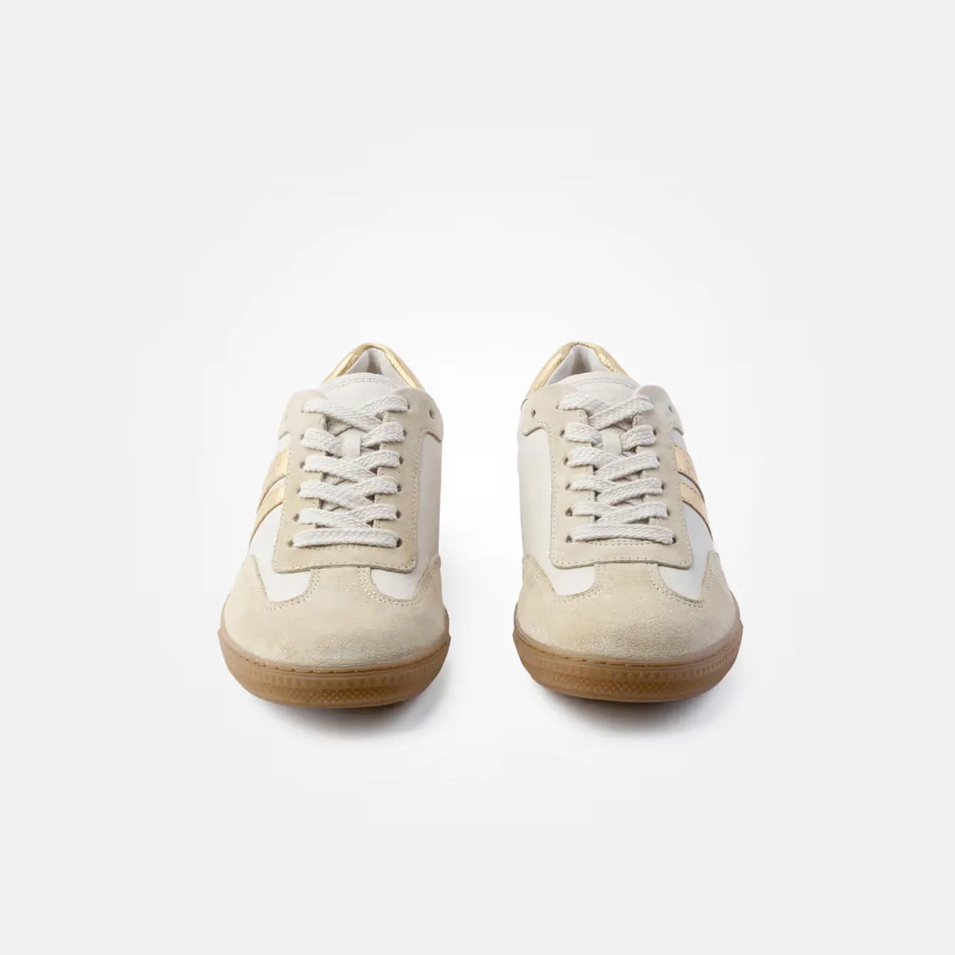 Paul Green Supersoft Beige Metallic Strip Trainers