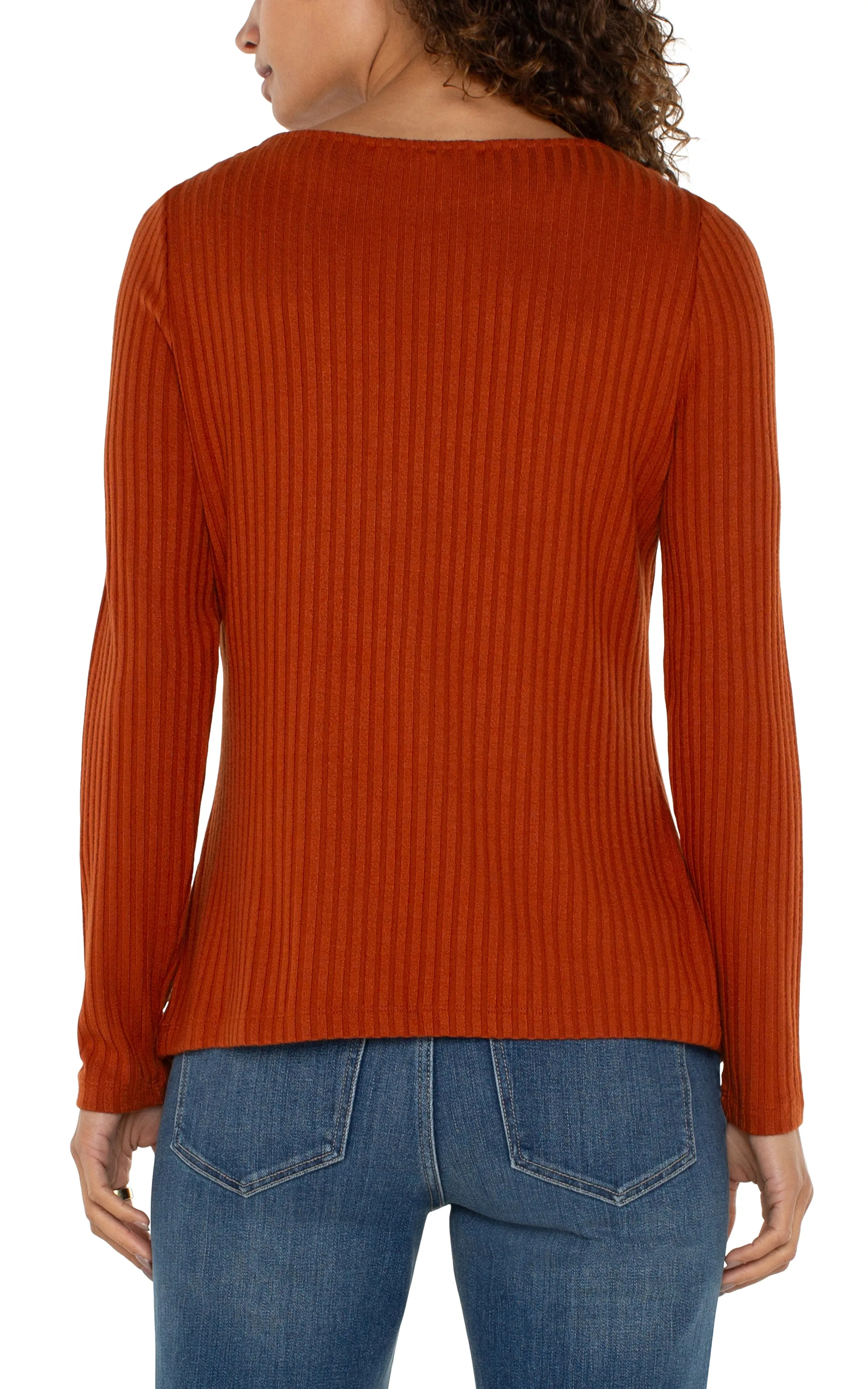 PETITE LONG SLEEVE BOAT NECK KNIT TOP