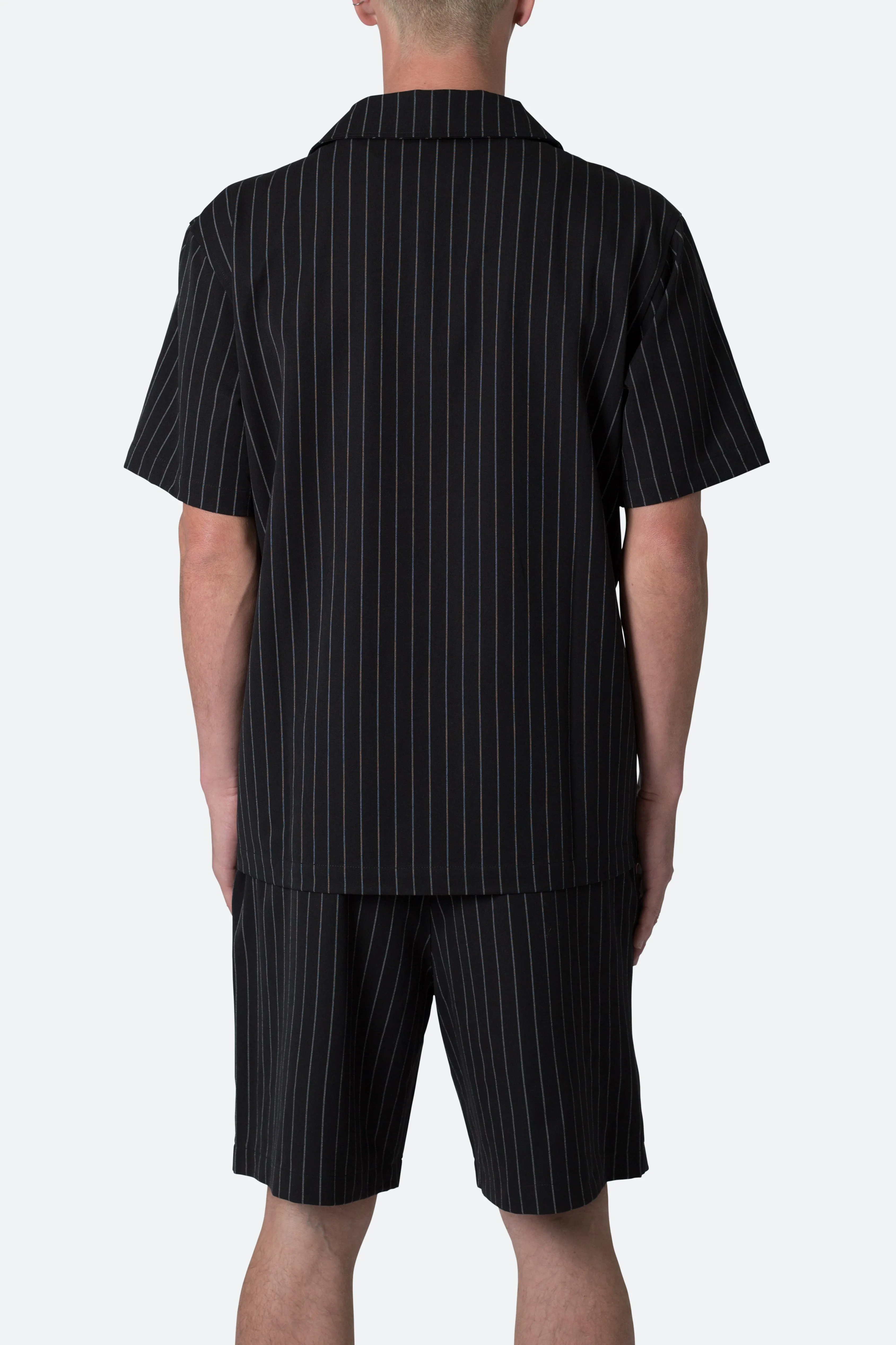 Pinstripe Short Sleeve Shirt - Black