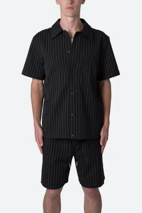 Pinstripe Short Sleeve Shirt - Black