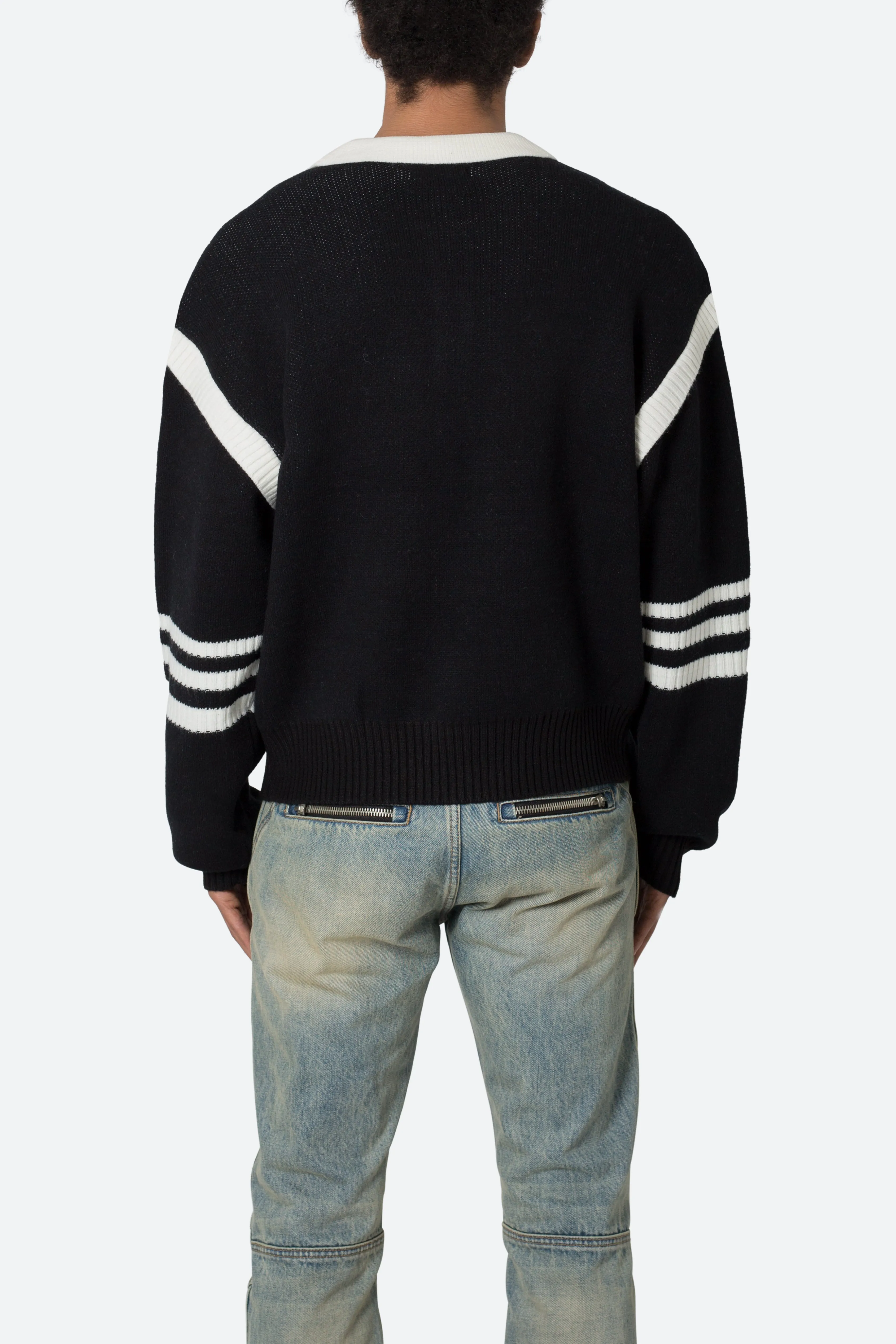 Polo Knit Sweater - Black/White