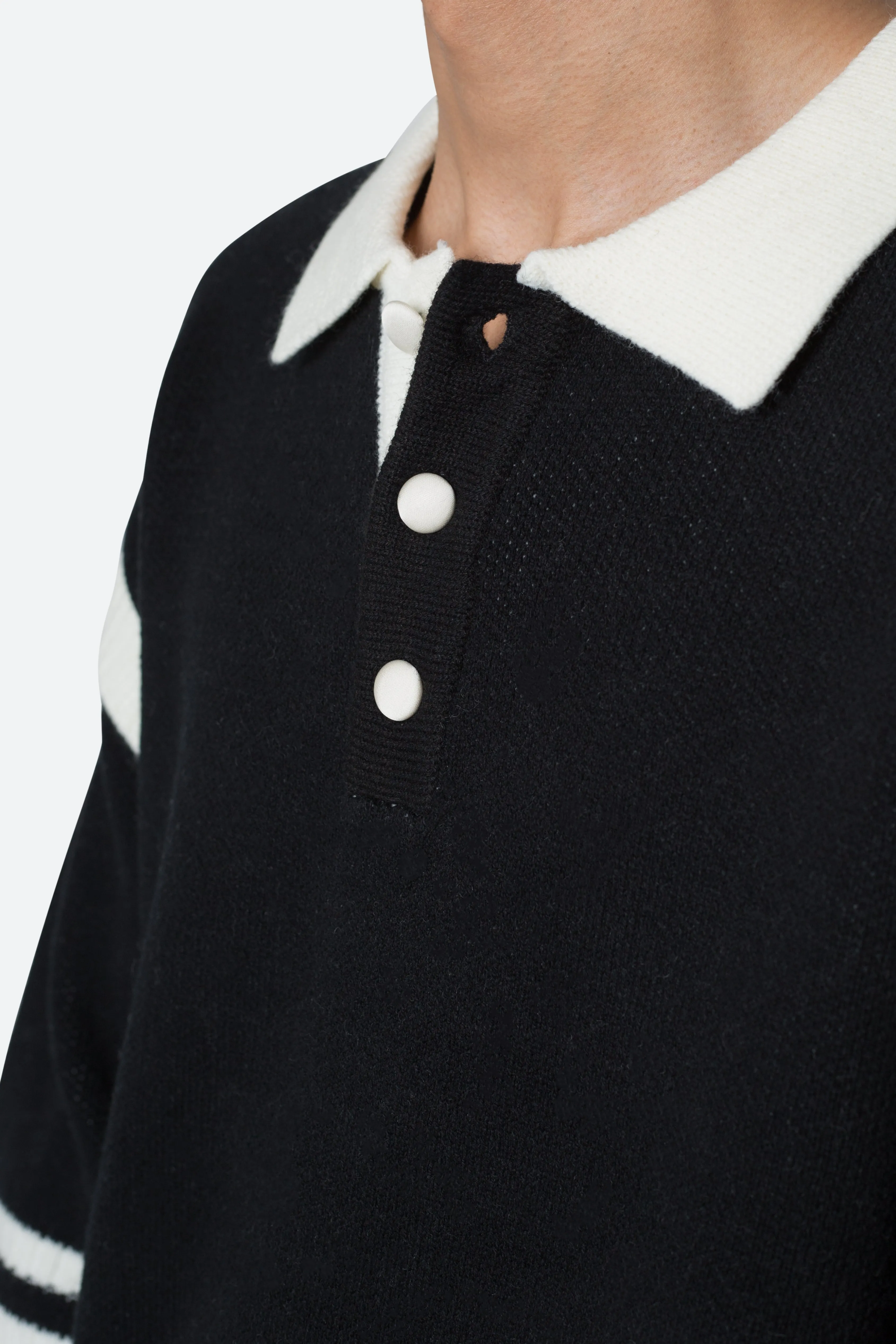 Polo Knit Sweater - Black/White