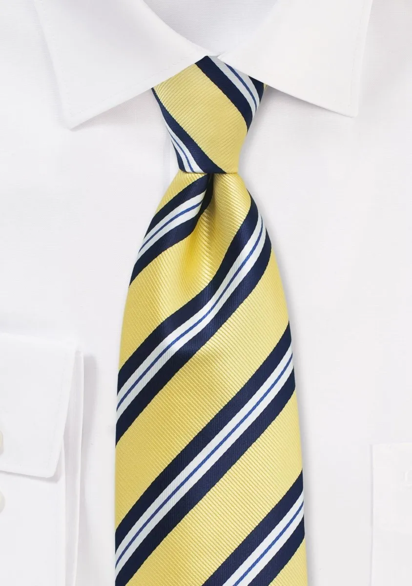 Preppy Yellow Repp&Regimental Striped Necktie