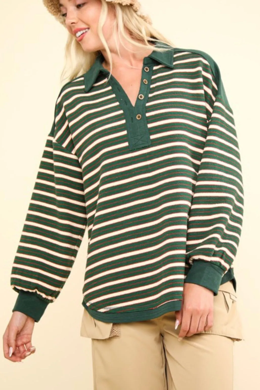 Relaxed Causal Striped Knit Tops - 2 Colors!