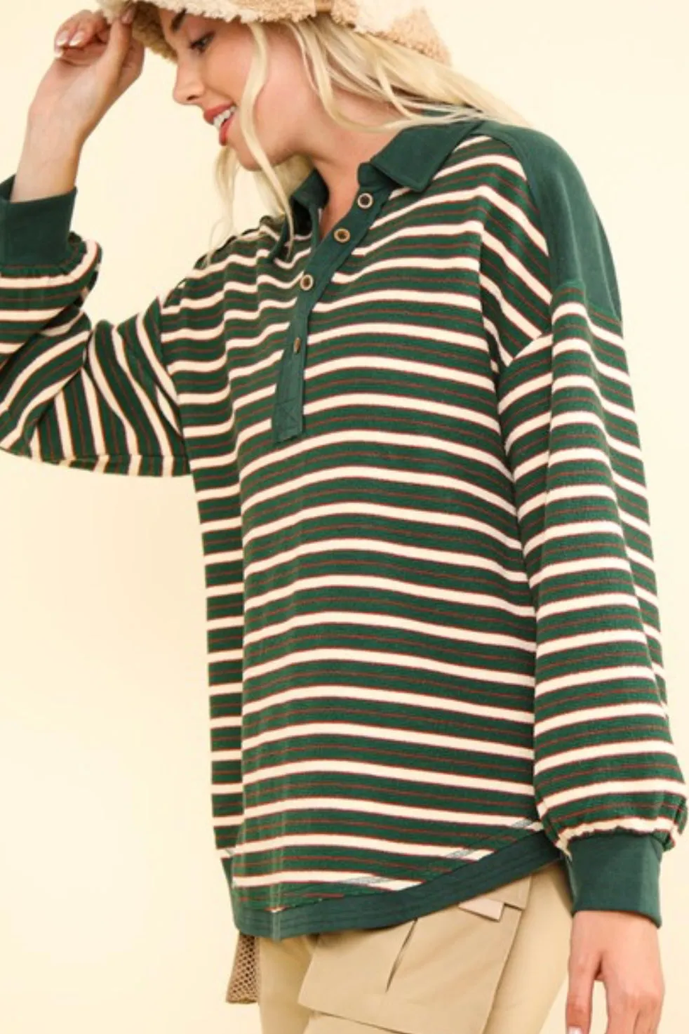 Relaxed Causal Striped Knit Tops - 2 Colors!