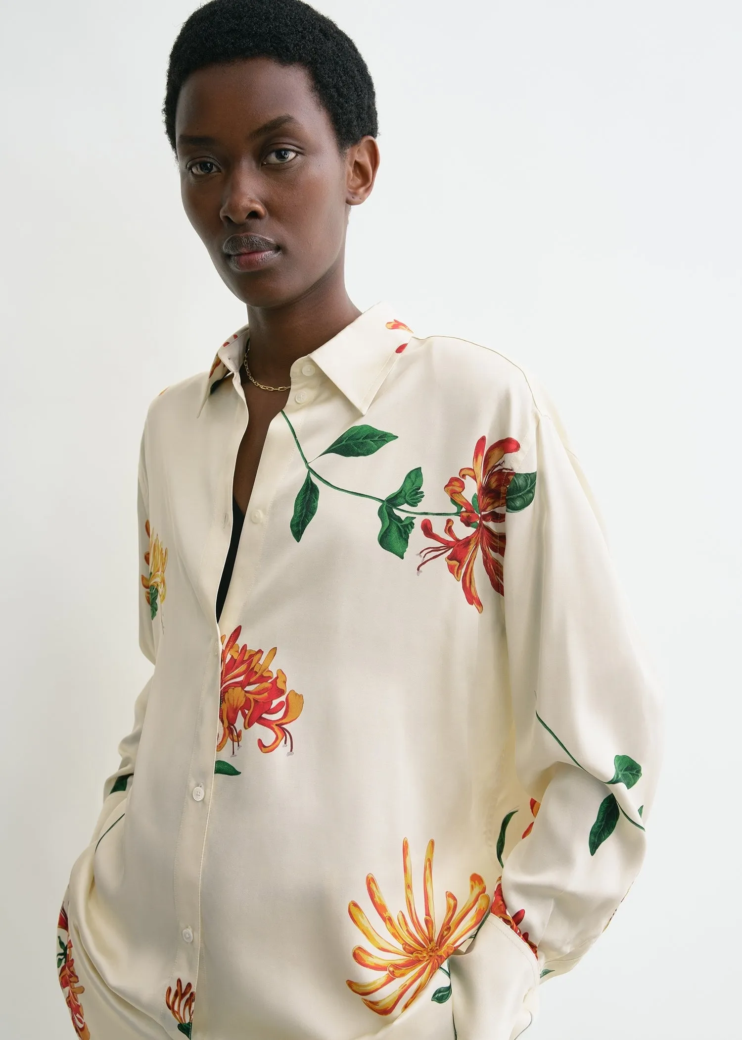 Relaxed honeysuckle shirt ecru/orange