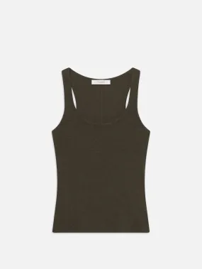 Rib Scoop Neck Tank -- Rich Military Heather