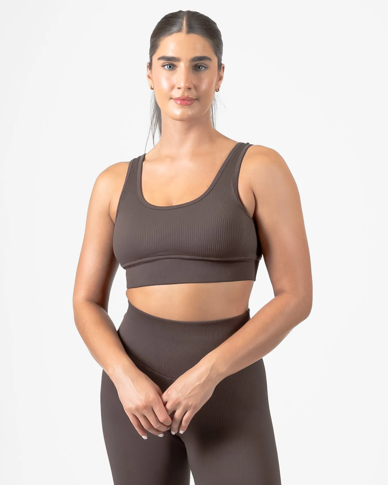 Ribbed Seamless Bra - Espresso - FINAL SALE