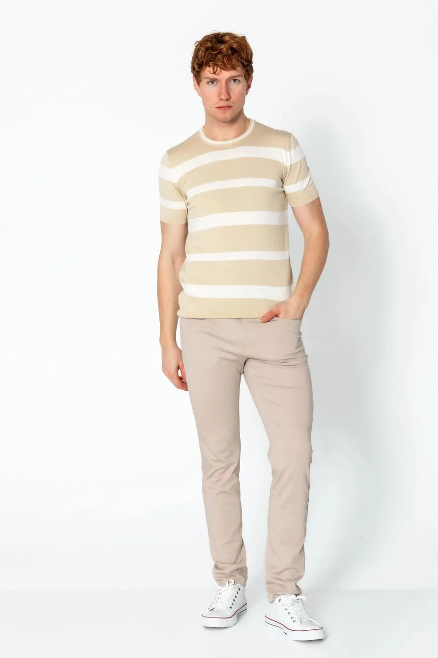 RNT23 Striped knit t-shirt beige