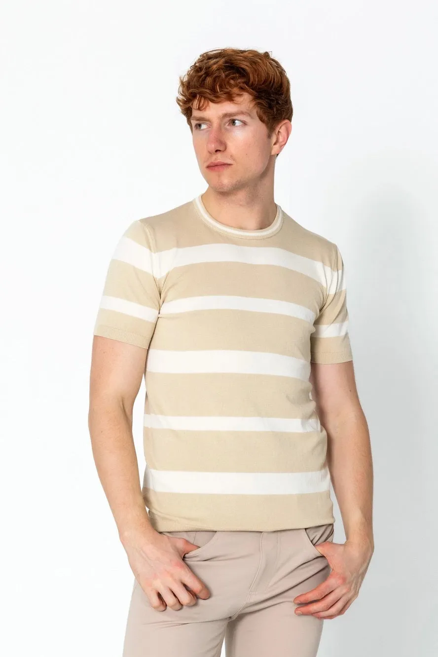 RNT23 Striped knit t-shirt beige