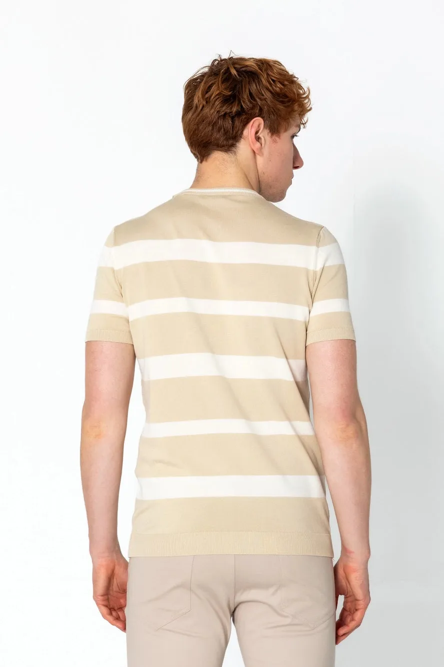 RNT23 Striped knit t-shirt beige