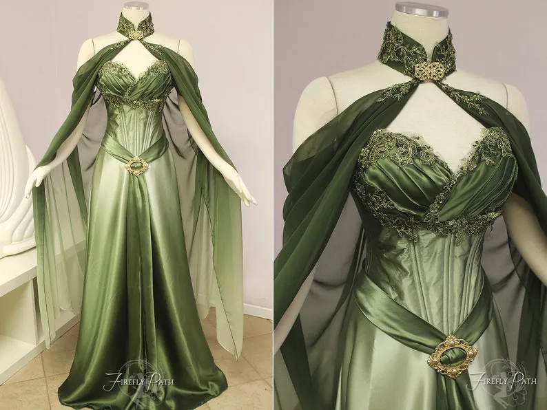 Sage Green Ombre Silk Elven Cape 100% Silk