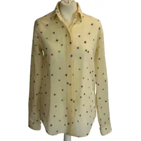 Saint Laurent £895 Deep Cream Star Print Wool Gauze Shirt XXS/XS/S/M