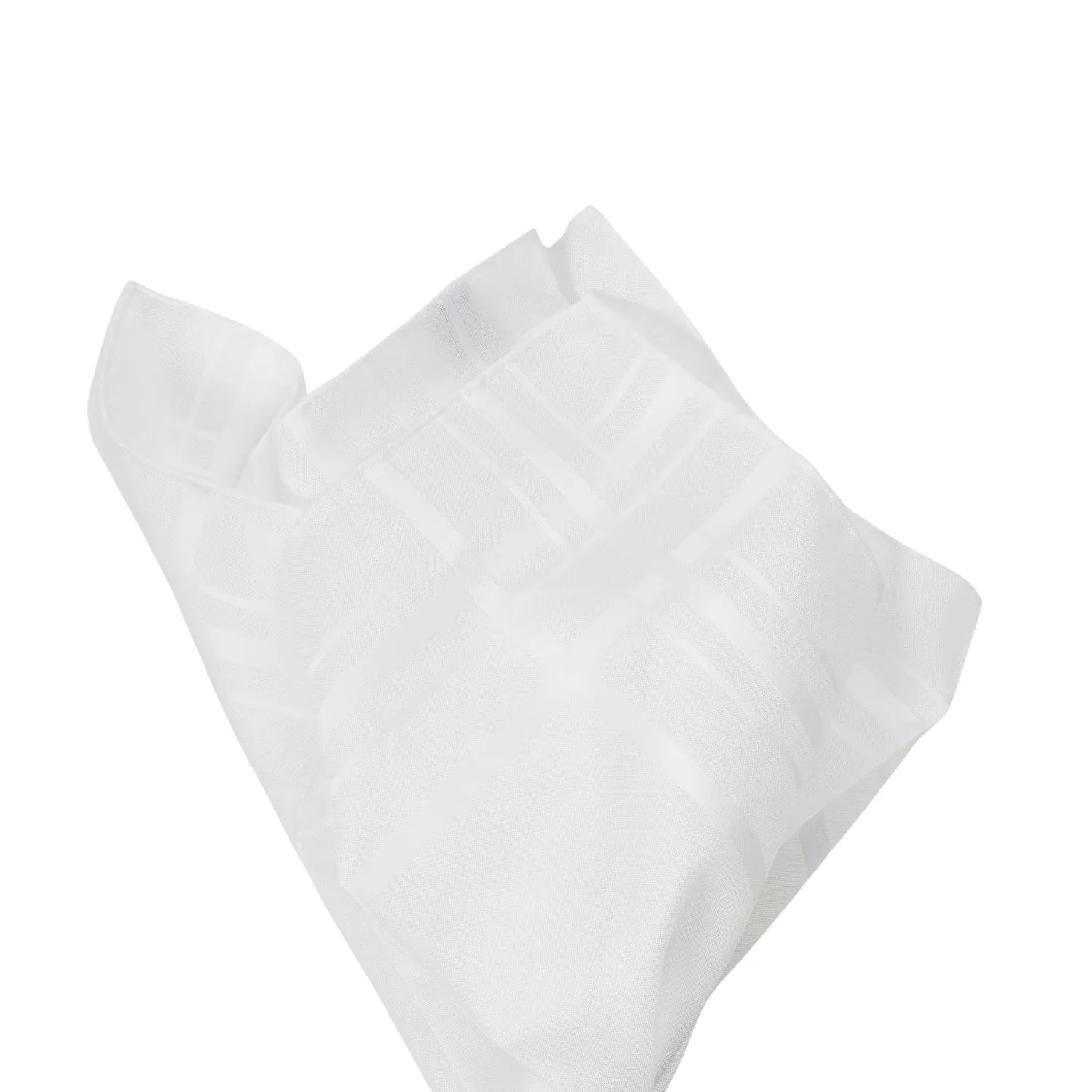 Simonnot Godard White Satin Check Cotton Pocket Square