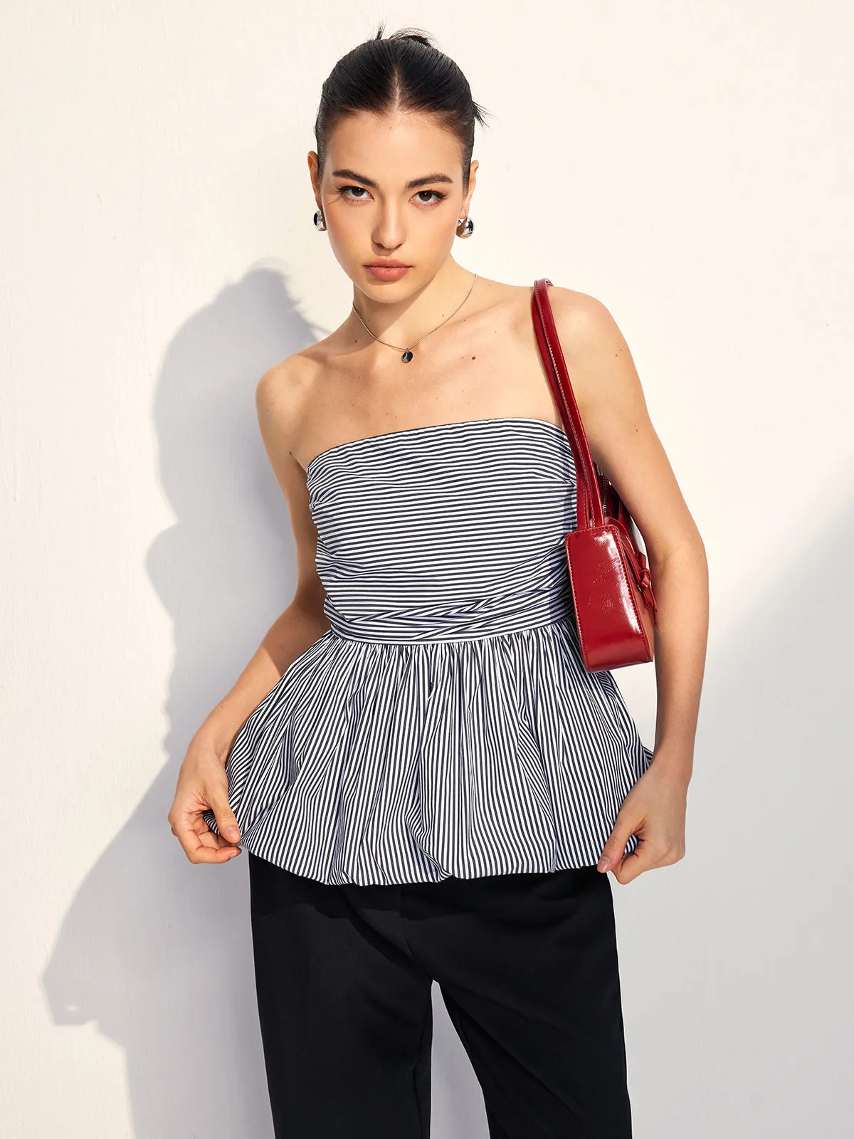 Striped Strapless Bubble Tank Top