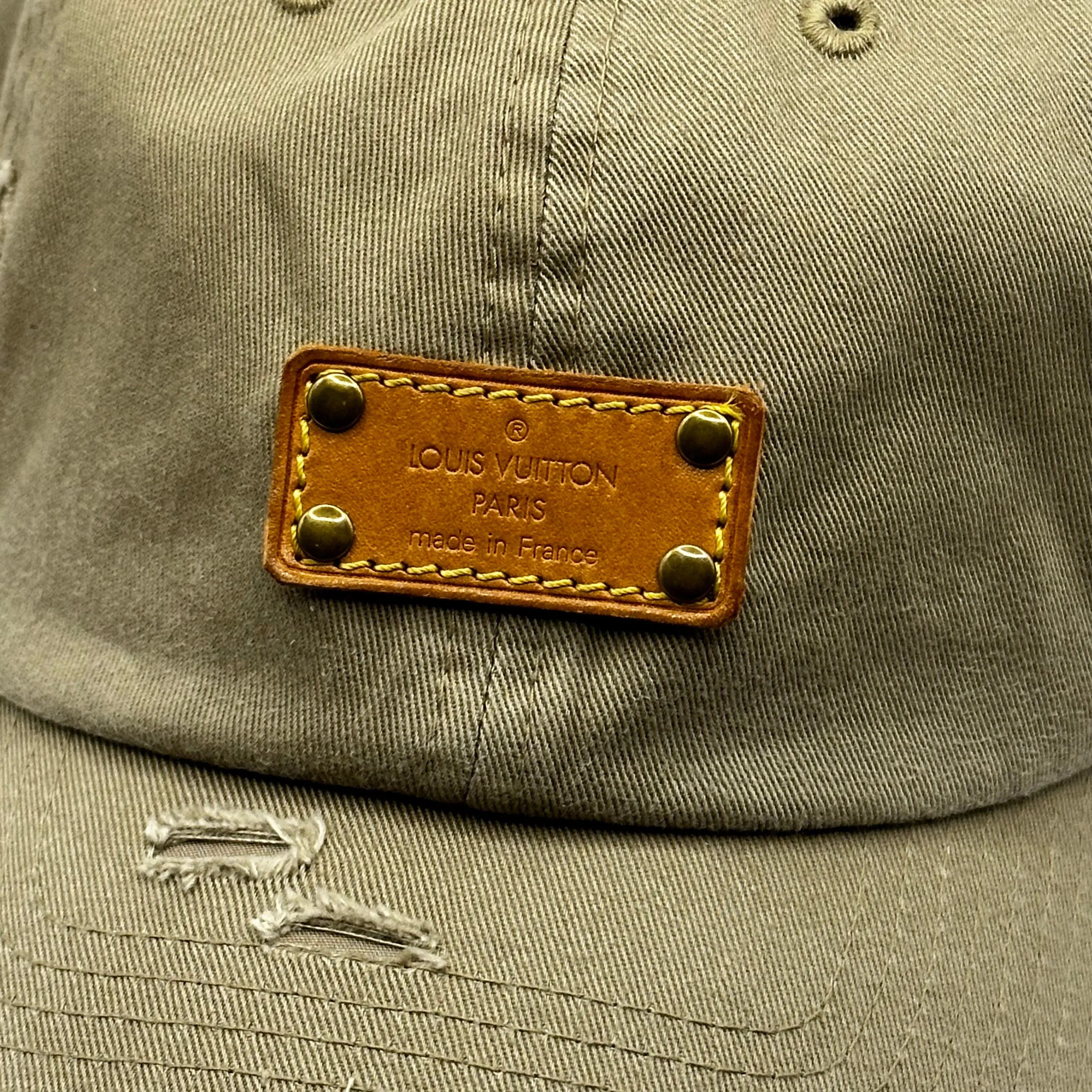 Tan Distressed Hat with LV Patch