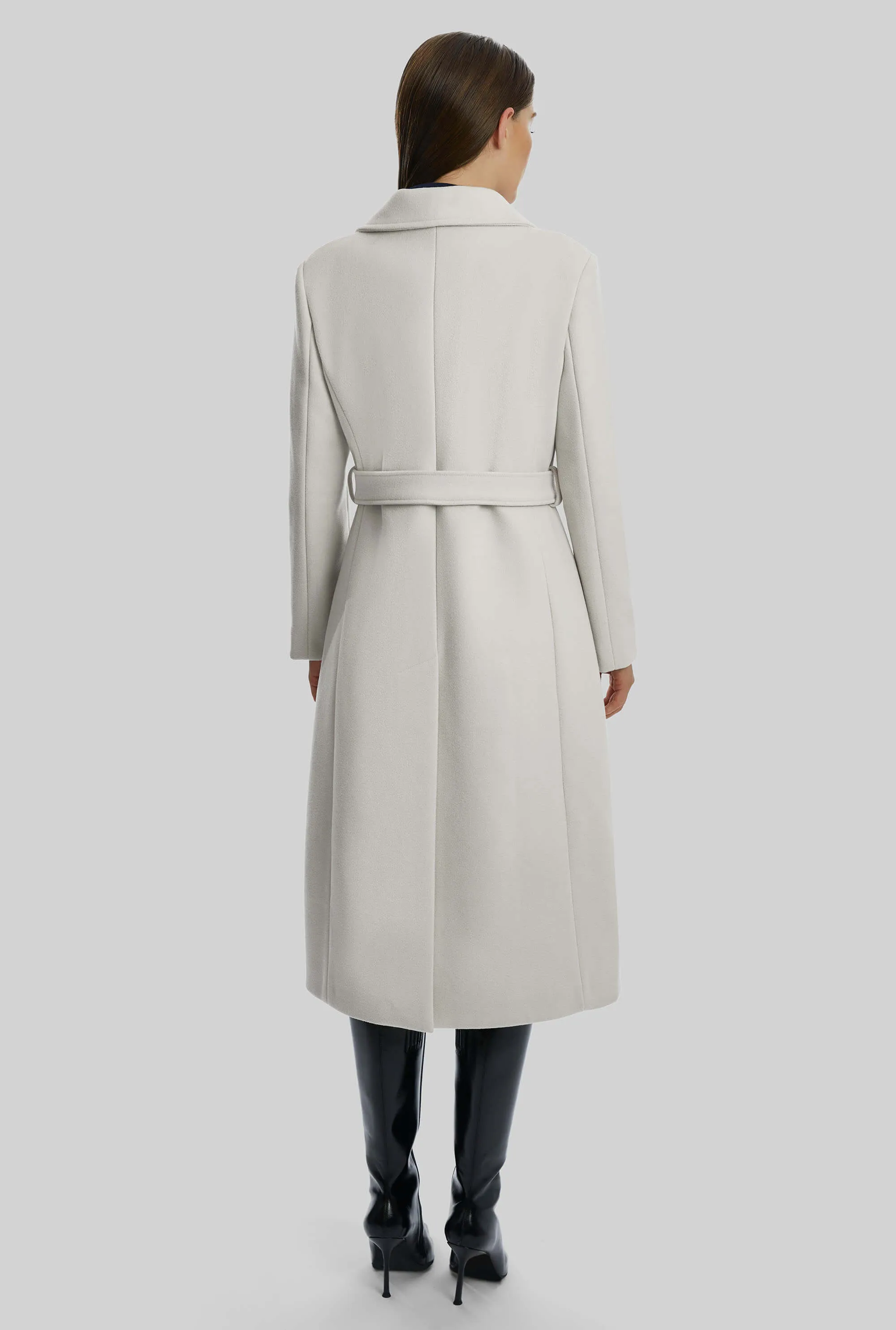 Three Buttons Belted Coat in White