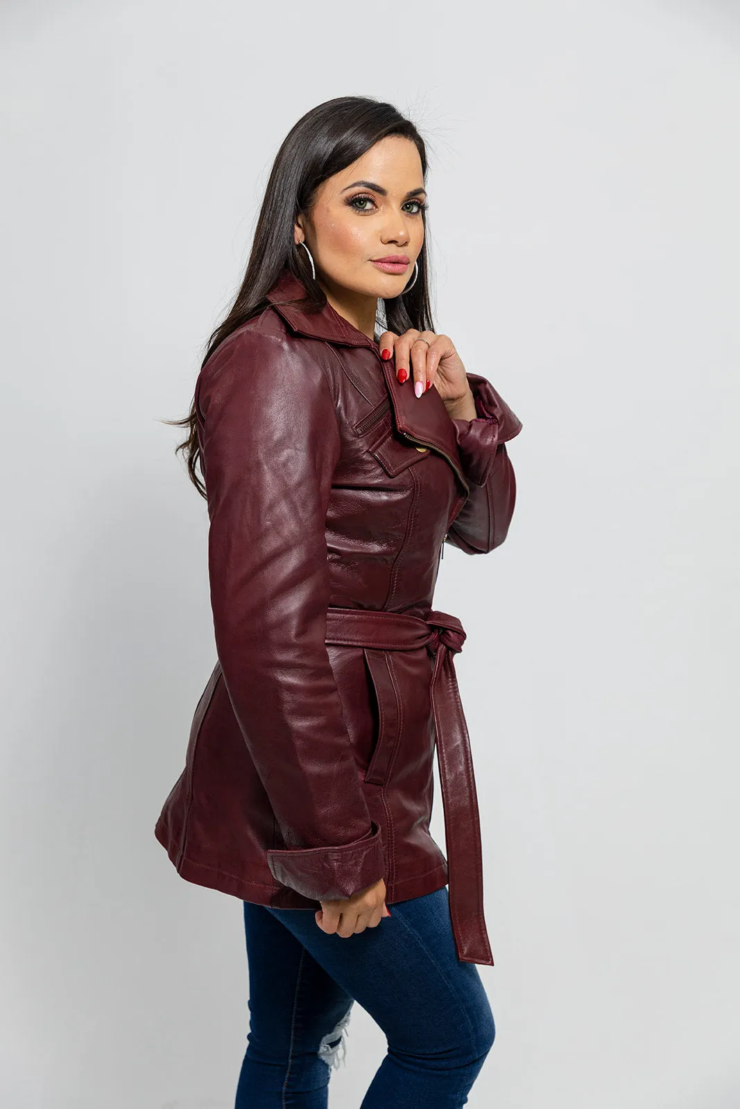 Traci Leather Trench Coat