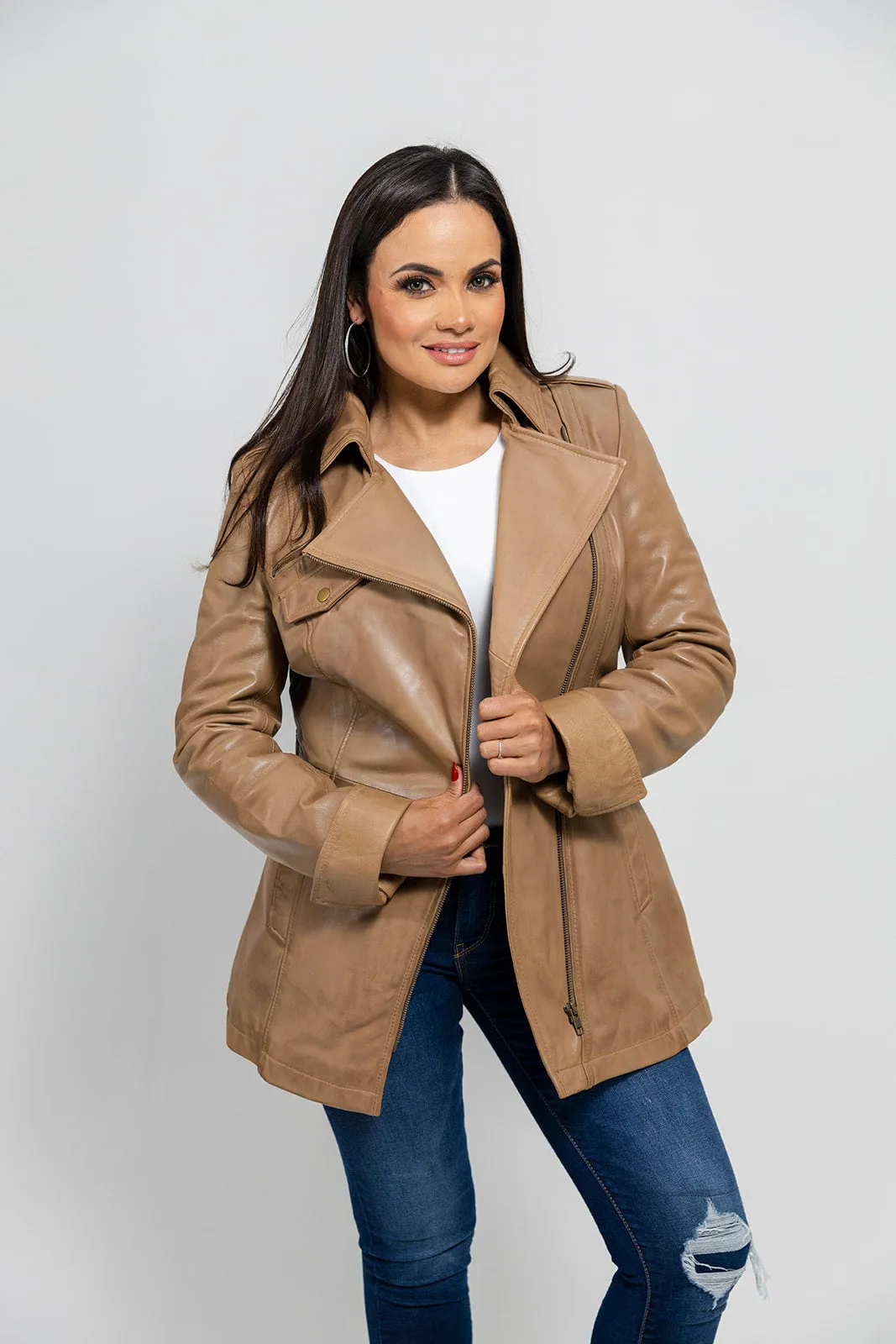 Traci Leather Trench Coat