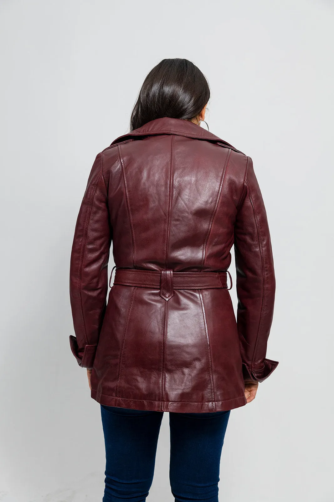 Traci Leather Trench Coat