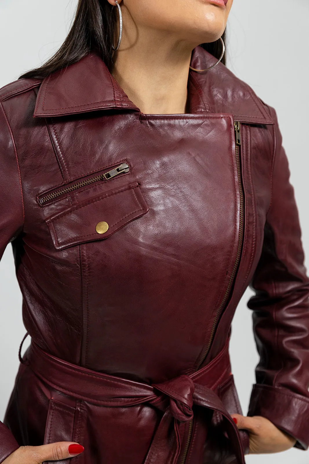 Traci Leather Trench Coat