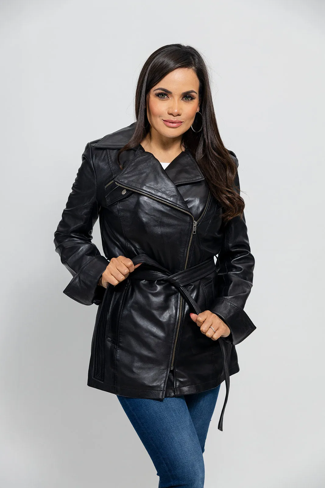 Traci Leather Trench Coat