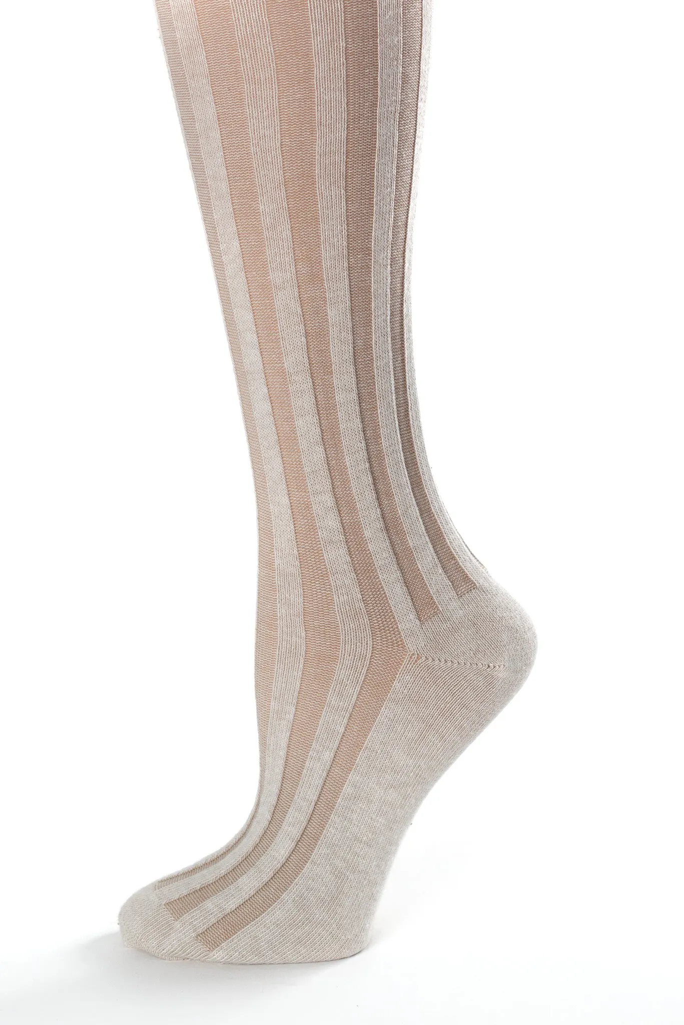 Vertical Ribbed Cotton Stockings