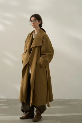 Viscose blend textured spacious trench coat