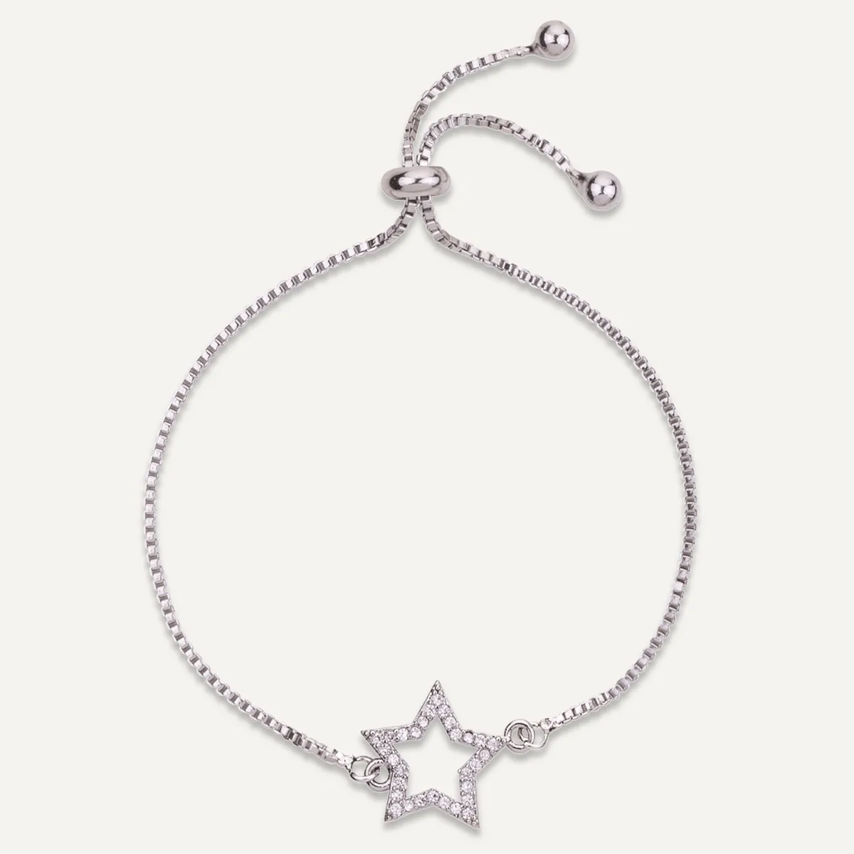 Vivienne Star Drawstring Bracelet In White Gold-Tone