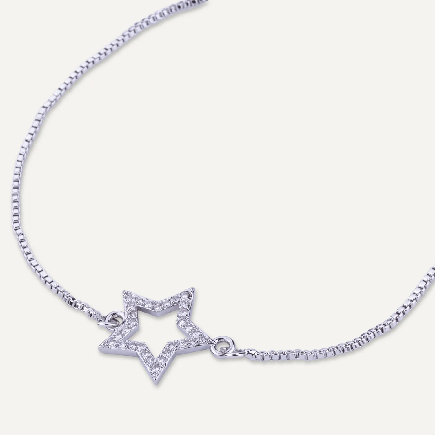 Vivienne Star Drawstring Bracelet In White Gold-Tone