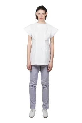 White Cotton Slashed T-shirt