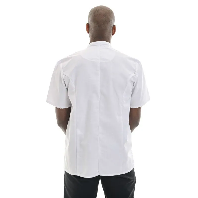 White Short Sleeve Chef Coat Madras - ROBUR