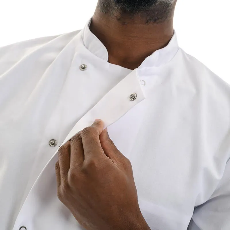 White Short Sleeve Chef Coat Madras - ROBUR