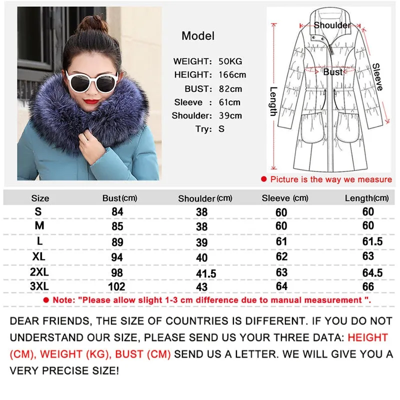 Winter Women Fur Collar Hooded Jacket