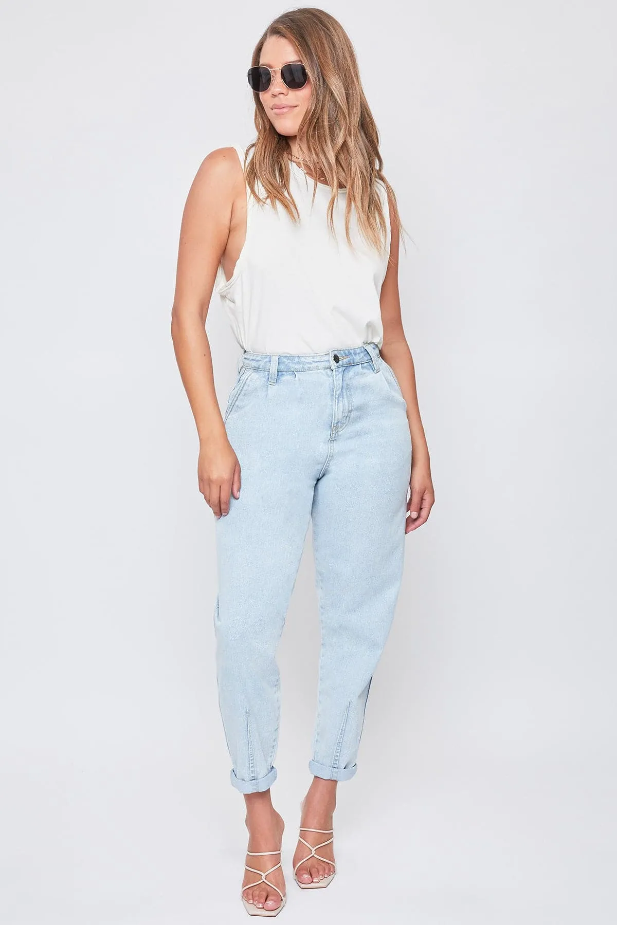 Women's Pleated Mom Jeans