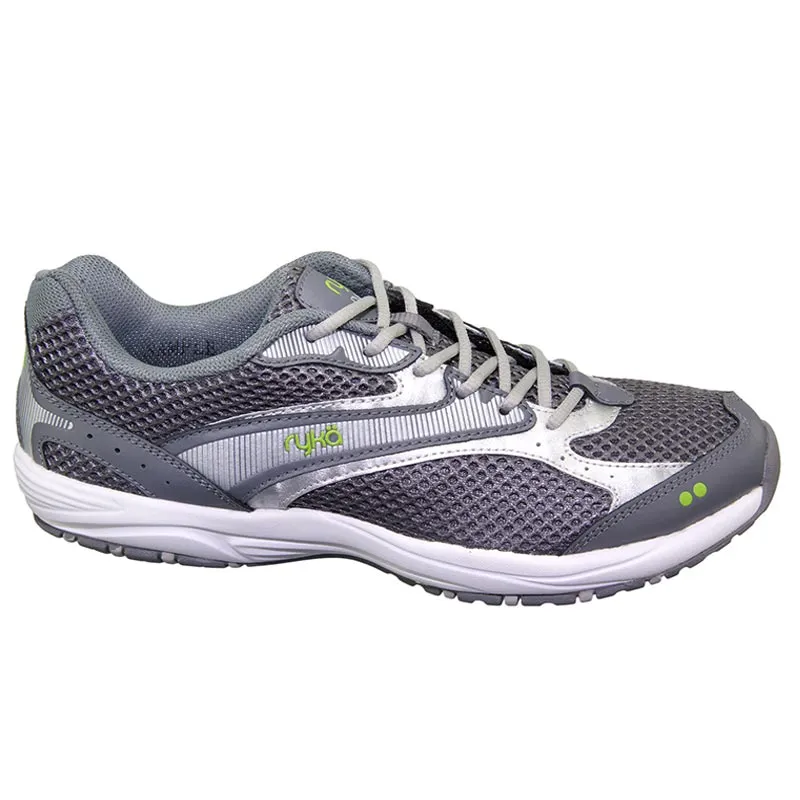 Women's Ryka Dash Walking Trainers Grey-Silver-Lime